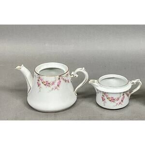 Swarzburg Pink Floral Teapot & Pink Floral Creamer - Unmarked - #701